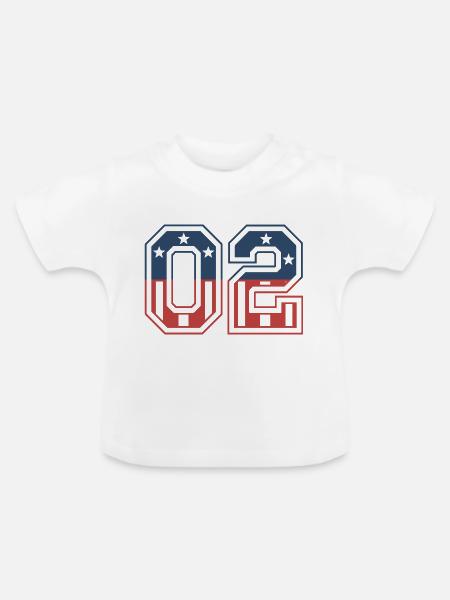 Anzahl 02 USA - Baby Bio-T-Shirt mit Rundhals - Weiß