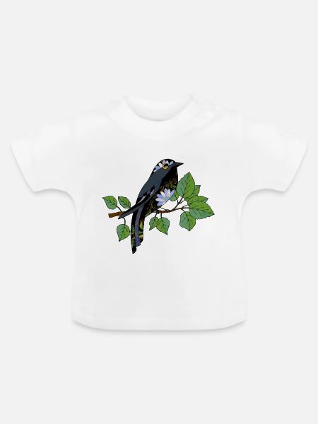 Bunter Vogel - Baby Bio-T-Shirt mit Rundhals - Weiß
