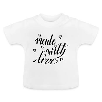 Made with Love Baby Gift - Baby Bio-T-Shirt mit Rundhals - Weiß - Vorne