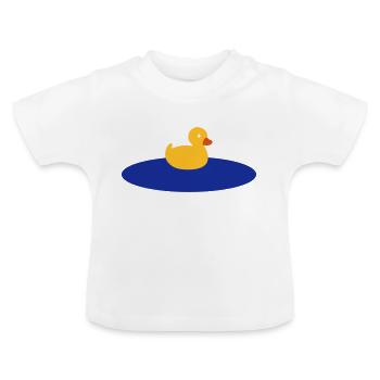 Petit canard sur le lac - T-shirt bio col rond Bébé - blanc - Devant