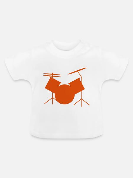 Schlagzeug - Baby Bio-T-Shirt mit Rundhals - Weiß