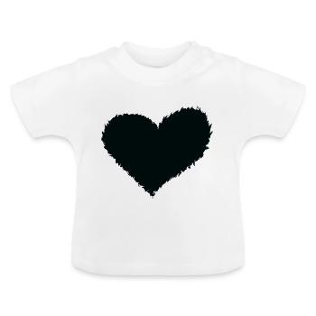 Heart burning black - Baby Organic T-Shirt with Round Neck - white - Front