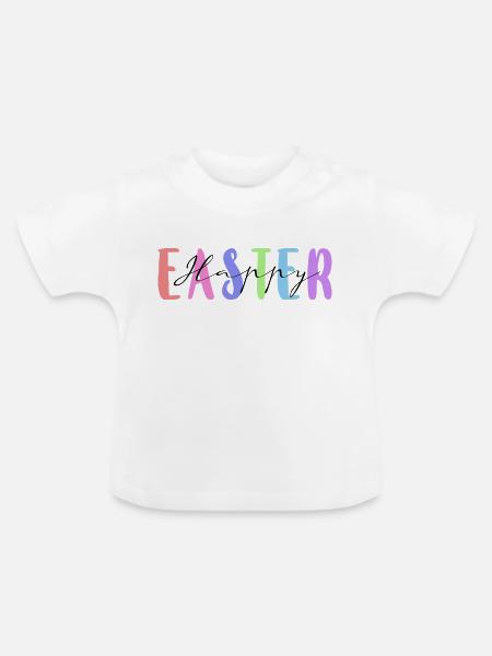 Frohe Ostern - Baby Bio-T-Shirt mit Rundhals - Weiß