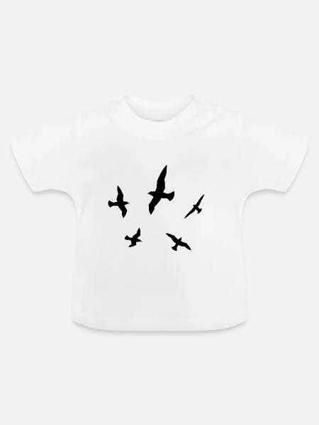 Silhouette mit Seemöwen - Baby Bio-T-Shirt mit Rundhals - Weiß
