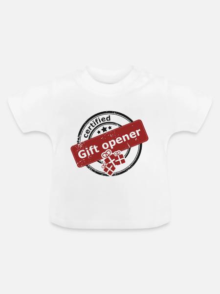 Certified gift opener - Baby Bio-T-Shirt mit Rundhals - Weiß