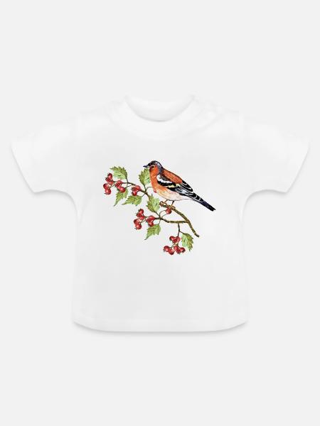 Bunter Vogel - Baby Bio-T-Shirt mit Rundhals - Weiß