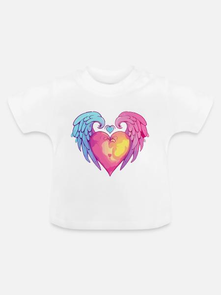 Mein geflügeltes Herz - Baby Bio-T-Shirt mit Rundhals - Weiß