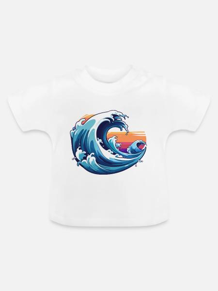 wilder Wellengang - Baby Bio-T-Shirt mit Rundhals - Weiß