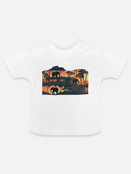 Elephants on tour - Baby Bio-T-Shirt mit Rundhals - Weiß