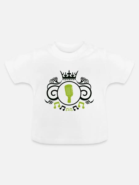 Microphone wappen - Baby Bio-T-Shirt mit Rundhals - Weiß