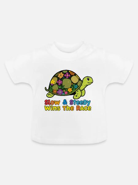 Bezaubernde Blumenschildkröte - Baby Bio-T-Shirt mit Rundhals - Weiß