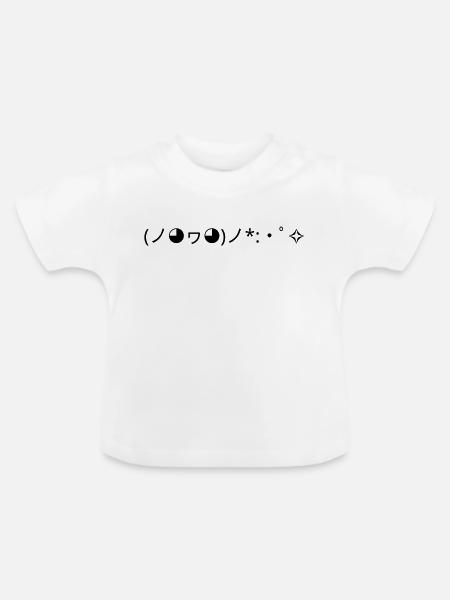 Konfetti Emoticon (ノ◕ヮ◕)ノ*:・゚✧ Freude - Baby Bio-T-Shirt mit Rundhals - Weiß