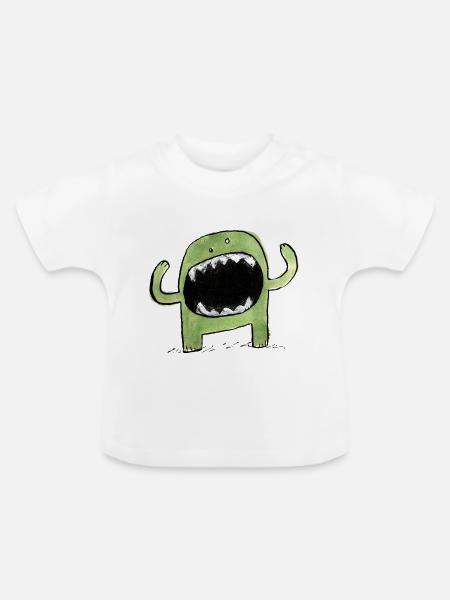 Kleine Monster - Baby Bio-T-Shirt mit Rundhals - Weiß