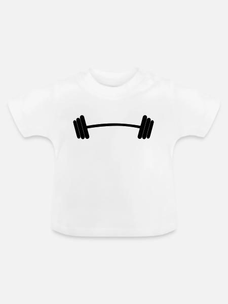 Hantel - Baby Bio-T-Shirt mit Rundhals - Weiß