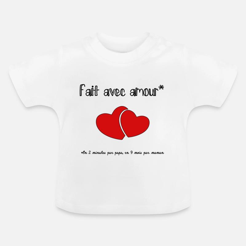 Fait avec amour - T-shirt bio col rond Bébé - blanc