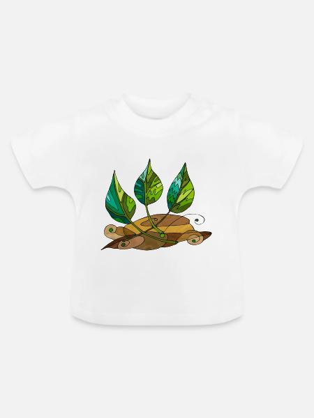 Blätter - Baby Bio-T-Shirt mit Rundhals - Weiß