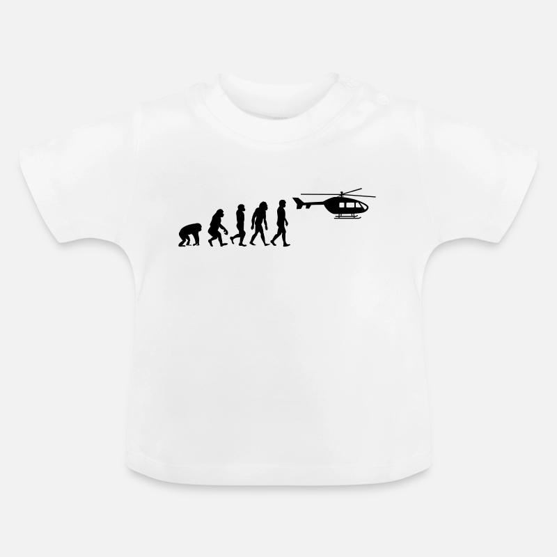 Helicopter Pilot Evolution Stone Age - Baby Organic T-Shirt with Round Neck - white