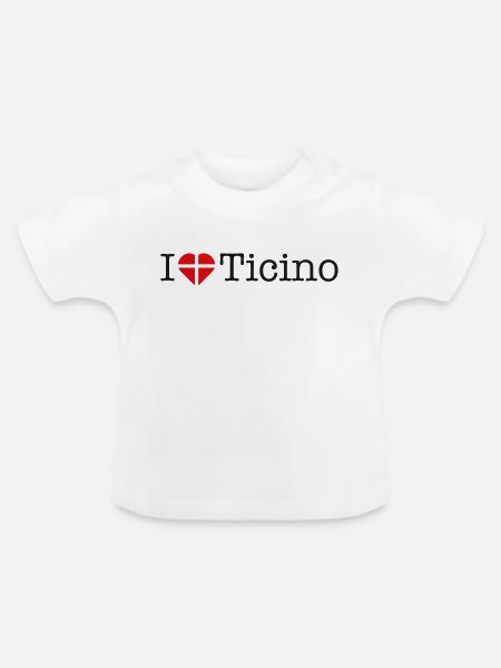 I love Ticino - Baby Bio-T-Shirt mit Rundhals - Weiß
