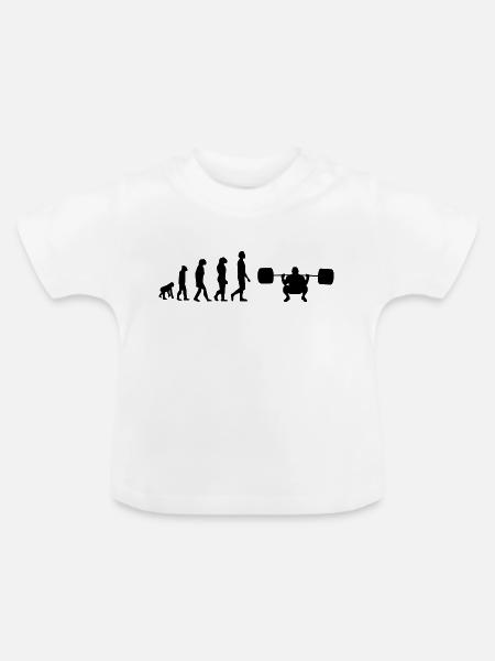 Evolution des Gewichthebens - Baby Bio-T-Shirt mit Rundhals - Weiß
