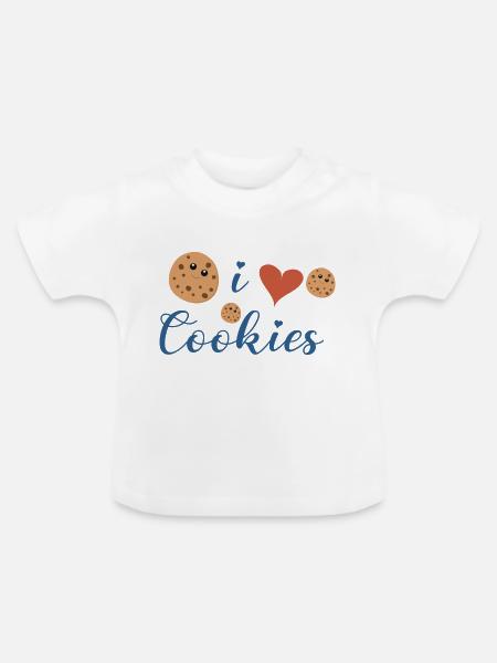 i love cookies - Baby Bio-T-Shirt mit Rundhals - Weiß