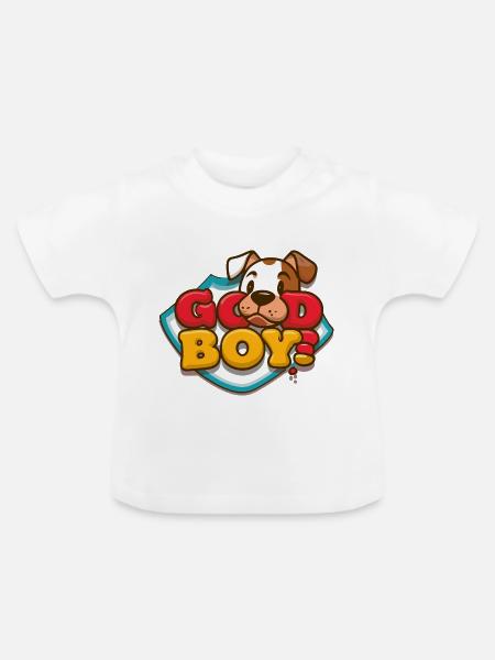 HUNDEBANDANA, GUTER JUNGE - Baby Bio-T-Shirt mit Rundhals - Weiß