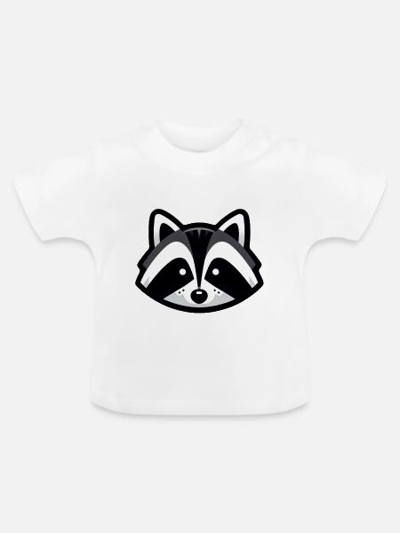 Einfaches Waschbär-Design - Baby Bio-T-Shirt mit Rundhals - Weiß