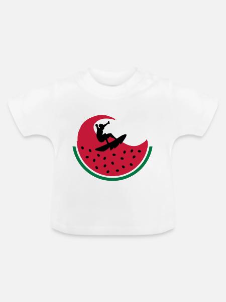 Melon Surfer - Baby Bio-T-Shirt mit Rundhals - Weiß