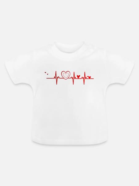 Herzschlag - Baby Bio-T-Shirt mit Rundhals - Weiß