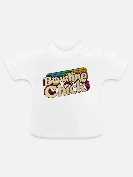 Bowling Chick 18 - Baby Bio-T-Shirt mit Rundhals - Weiß