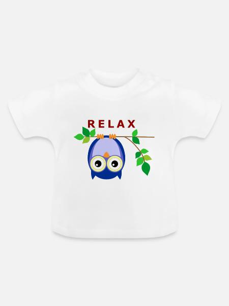 Eule - Relax - Baby Bio-T-Shirt mit Rundhals - Weiß