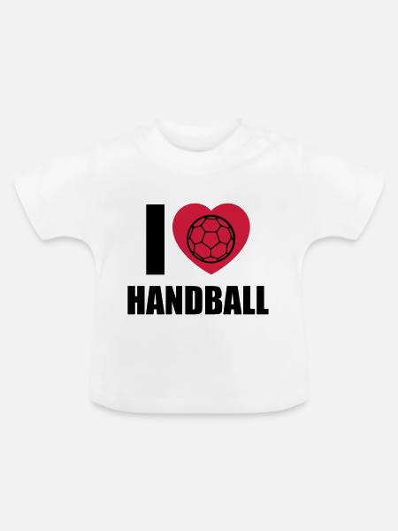 ich liebe handball - Baby Bio-T-Shirt mit Rundhals - Weiß