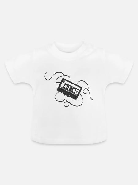 Kassette schwarz - 80s - Baby Bio-T-Shirt mit Rundhals - Weiß
