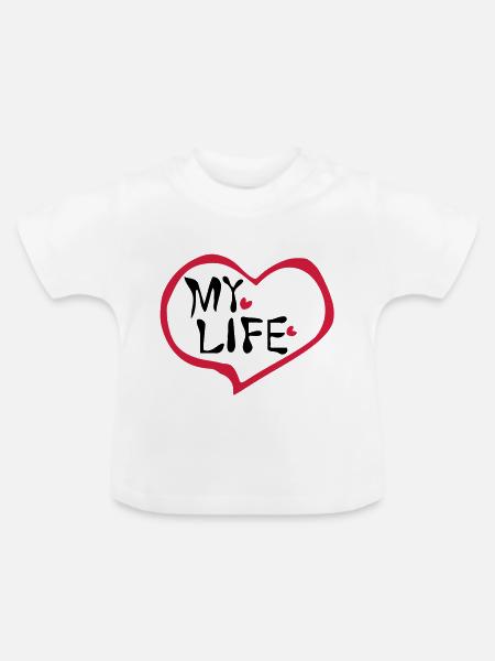 Herz mein Leben - Baby Bio-T-Shirt mit Rundhals - Weiß