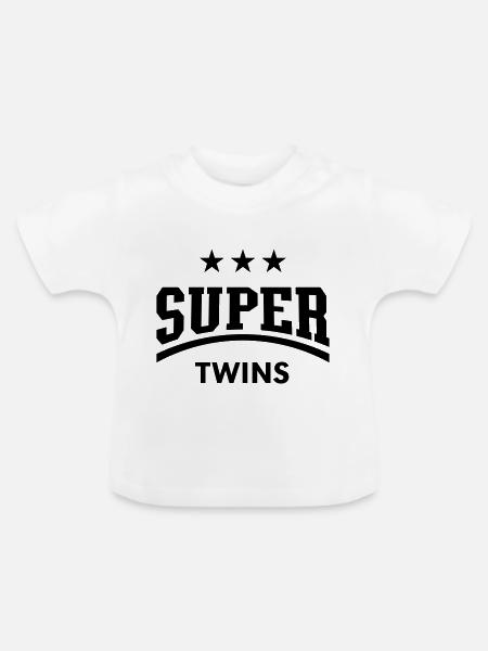Super Twins - Baby Bio-T-Shirt mit Rundhals - Weiß