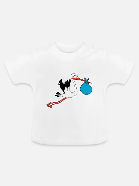 Storch - Baby Bio-T-Shirt mit Rundhals - Weiß