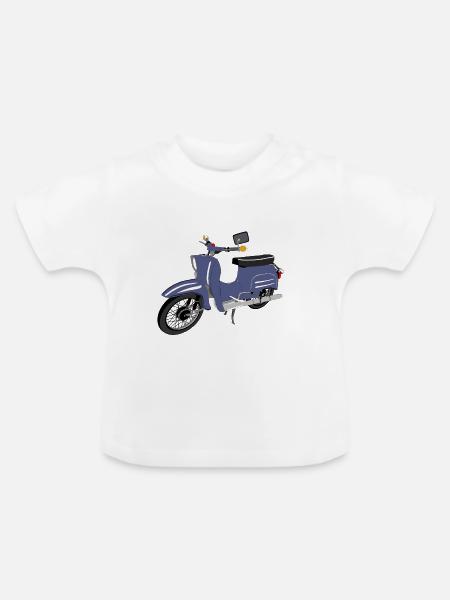 Simson Schwalbe blau - Baby Bio-T-Shirt mit Rundhals - Weiß