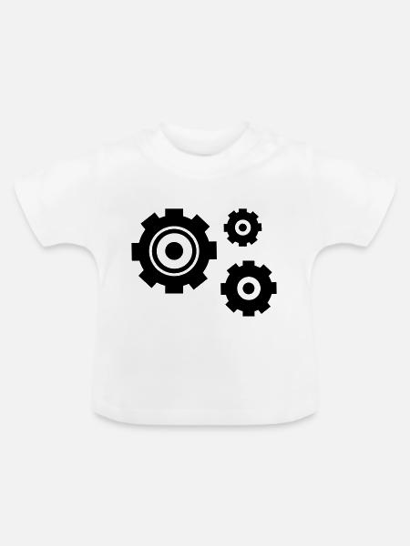 zahnraeder - Baby Bio-T-Shirt mit Rundhals - Weiß