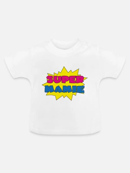 Super mamie - Baby Bio-T-Shirt mit Rundhals - Weiß