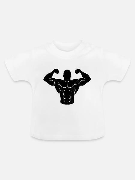 fitness man muscle - Baby Bio-T-Shirt mit Rundhals - Weiß