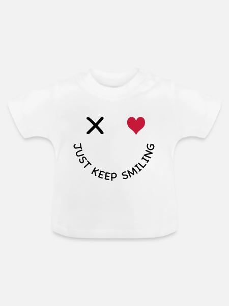 Lächeln - Baby Bio-T-Shirt mit Rundhals - Weiß