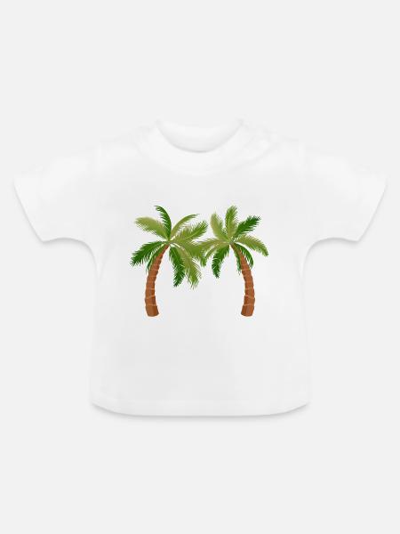 Palmen Baum Palmen - Baby Bio-T-Shirt mit Rundhals - Weiß