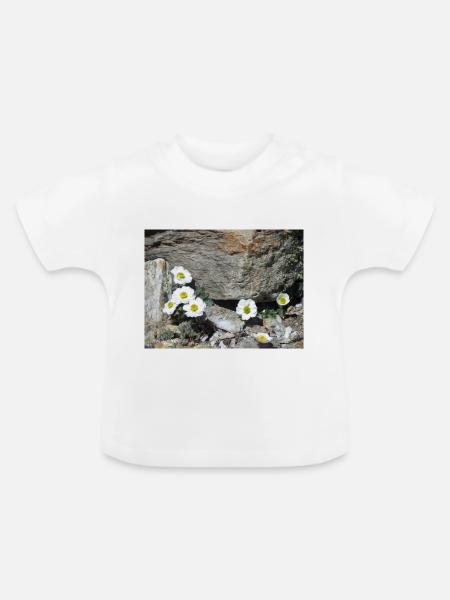 Alpenblumen - Baby Bio-T-Shirt mit Rundhals - Weiß