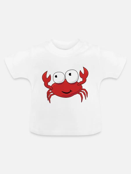 Krabbe mit Glubschaugen - Baby Bio-T-Shirt mit Rundhals - Weiß