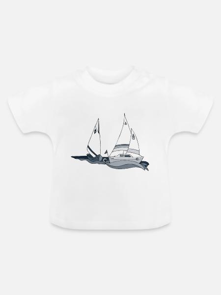 Segelboote - Baby Bio-T-Shirt mit Rundhals - Weiß