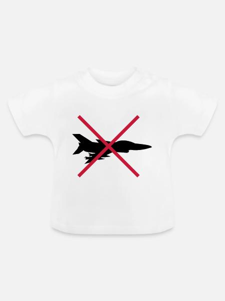 Keine Kampfflugzeuge Schild - Baby Bio-T-Shirt mit Rundhals - Weiß
