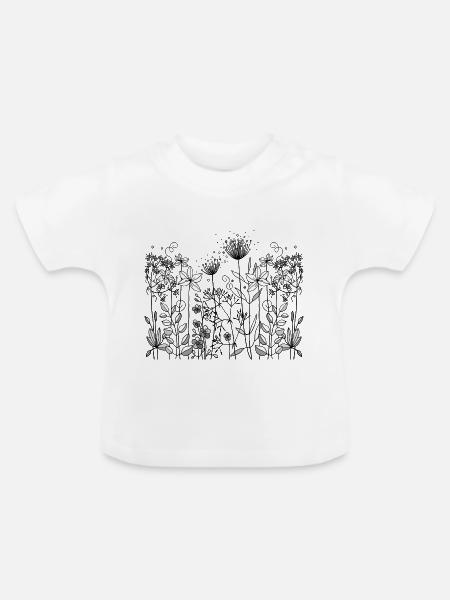 Blumen - Baby Bio-T-Shirt mit Rundhals - Weiß