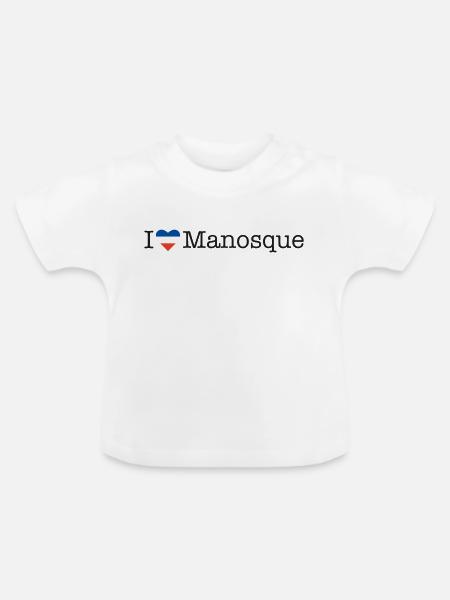 I love Manosque - Baby Bio-T-Shirt mit Rundhals - Weiß