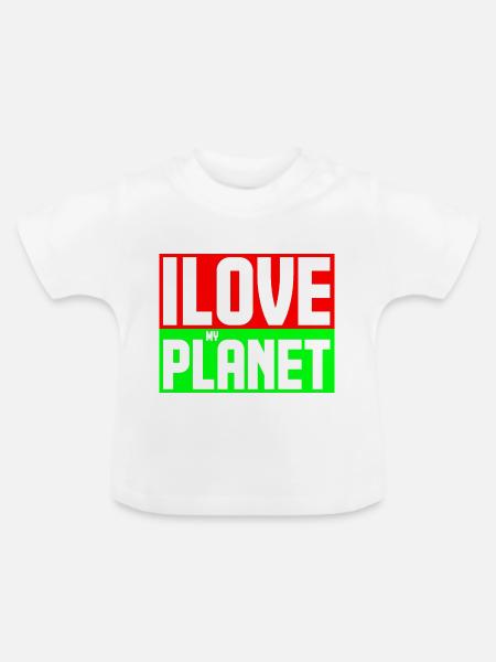 Ich liebe meinen Planeten - Baby Bio-T-Shirt mit Rundhals - Weiß