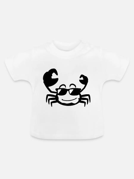 Krebs Krabbe mit Sonnenbrille - Baby Bio-T-Shirt mit Rundhals - Weiß