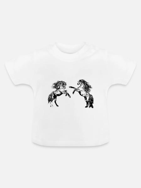 Pferde Zeichnung - Baby Bio-T-Shirt mit Rundhals - Weiß